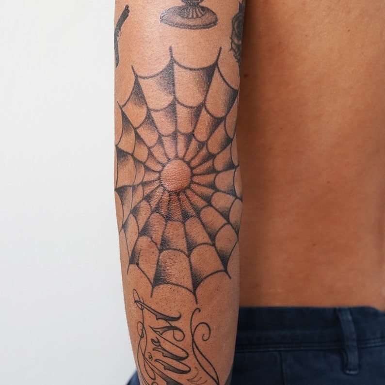 Spider Web Elbow Temporary Tattoo – TattooIcon